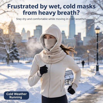 2-piece integrated flannel warm face mask and hat, windproof and warm for outdoor cycling, autumn and winter style, warm hat with neck visor..