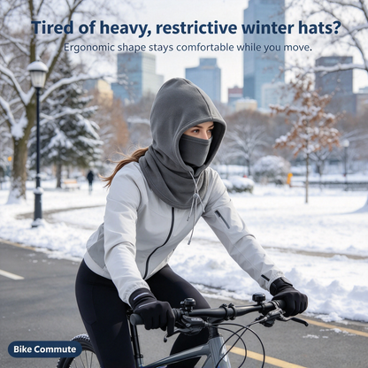 2-piece integrated flannel warm face mask and hat, windproof and warm for outdoor cycling, autumn and winter style, warm hat with neck visor..