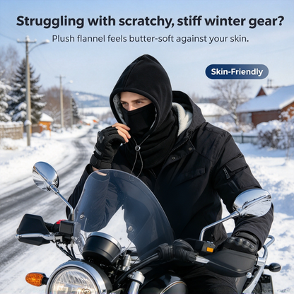 2-piece integrated flannel warm face mask and hat, windproof and warm for outdoor cycling, autumn and winter style, warm hat with neck visor..