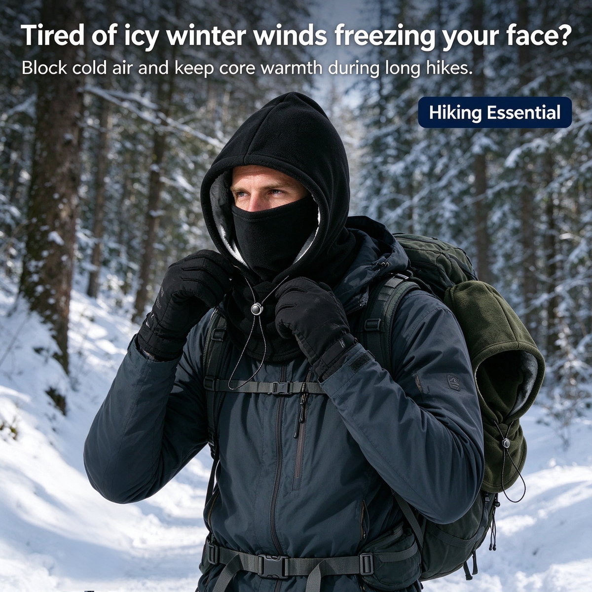 2-piece integrated flannel warm face mask and hat, windproof and warm for outdoor cycling, autumn and winter style, warm hat with neck visor..