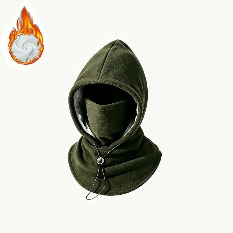 2-piece integrated flannel warm face mask and hat, windproof and warm for outdoor cycling, autumn and winter style, warm hat with neck visor..