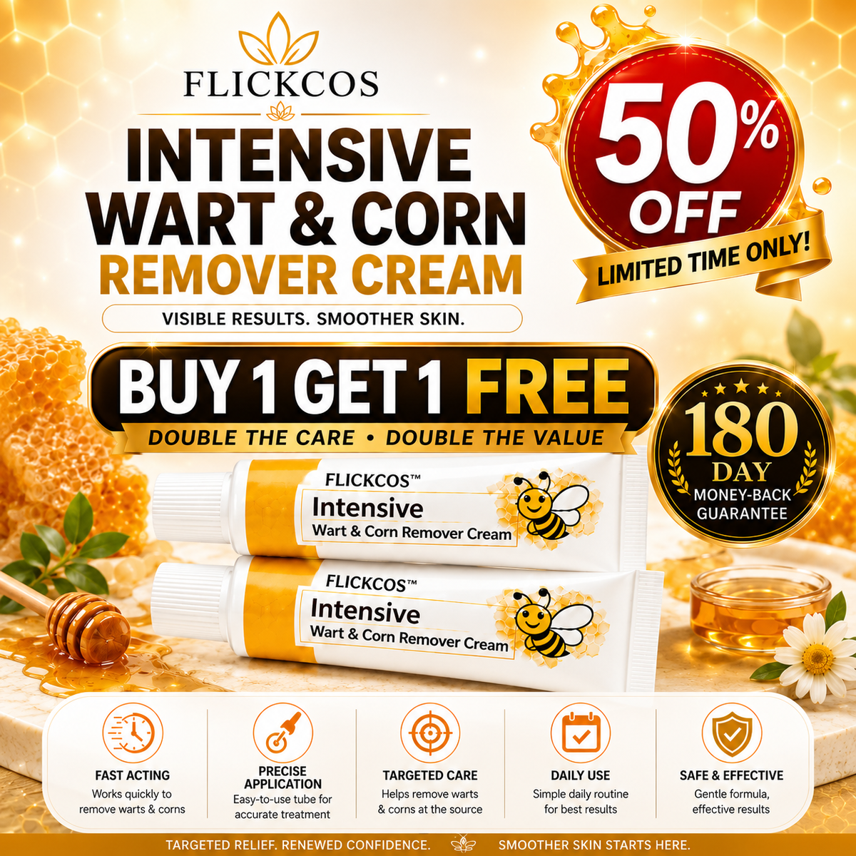 FLICKCOS™ Intensive Wart & Corn Remover Cream