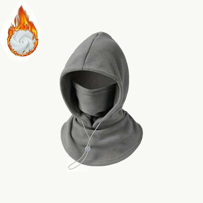 2-piece integrated flannel warm face mask and hat, windproof and warm for outdoor cycling, autumn and winter style, warm hat with neck visor..