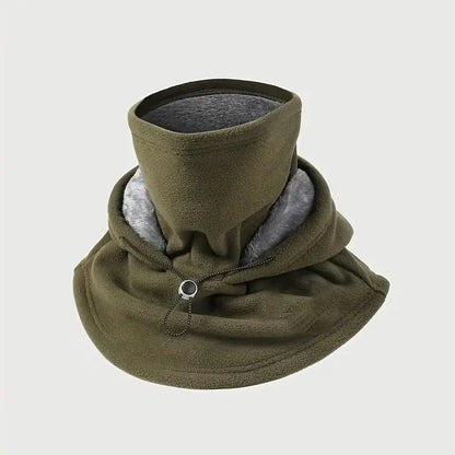 2-piece integrated flannel warm face mask and hat, windproof and warm for outdoor cycling, autumn and winter style, warm hat with neck visor..